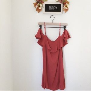Burnt Orange Flowy Flounce Dress